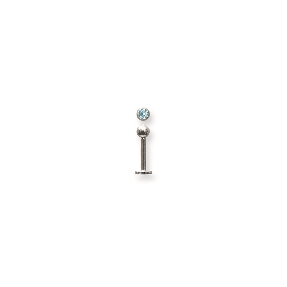 SGSS Labret w Gem Balls 14G (1.6mm) 3/8 (10mm) Long w 4mm gem ball end