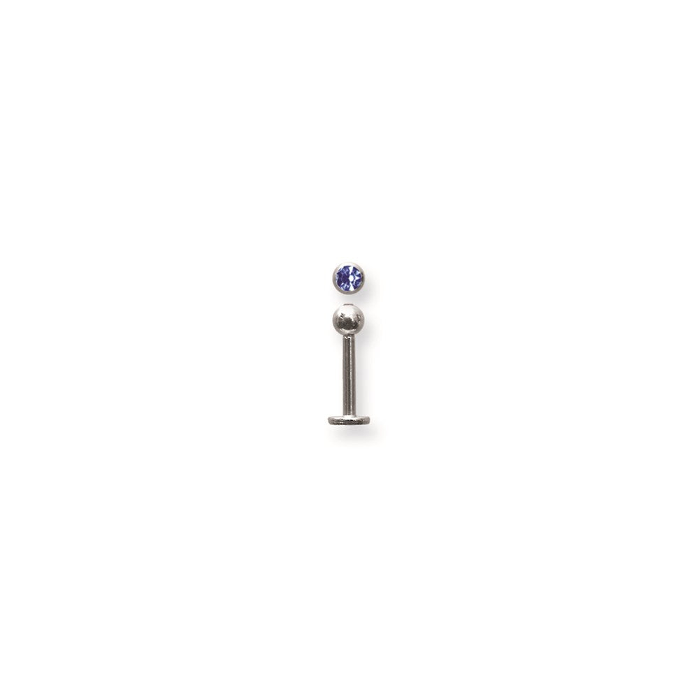 SGSS Labret w Gem Balls 14G (1.6mm) 3/8 (10mm) Long w 4mm gem ball end