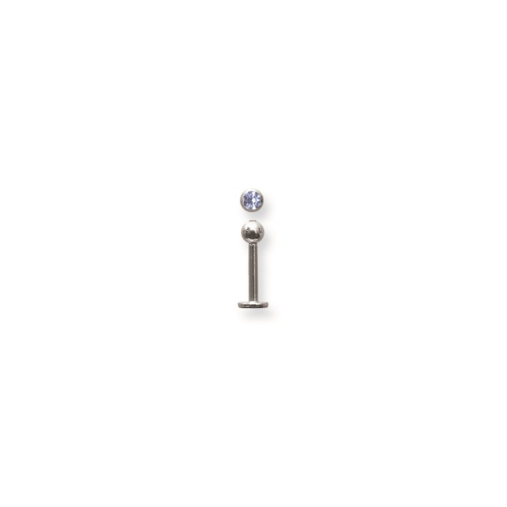 SGSS Labret w Gem Balls 14G (1.6mm) 3/8 (10mm) Long w 4mm gem ball end