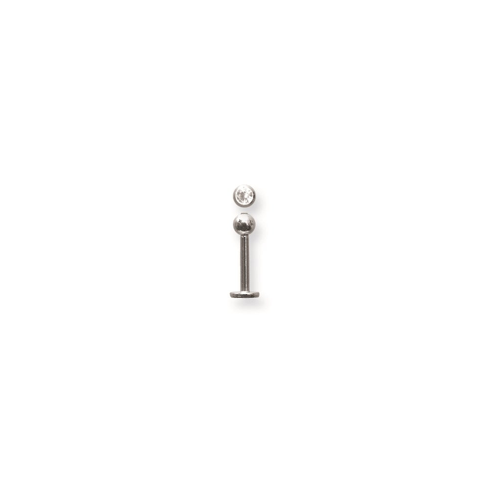 SGSS Labret w Gem Balls 14G (1.6mm) 3/8 (10mm) Long w 4mm gem ball end