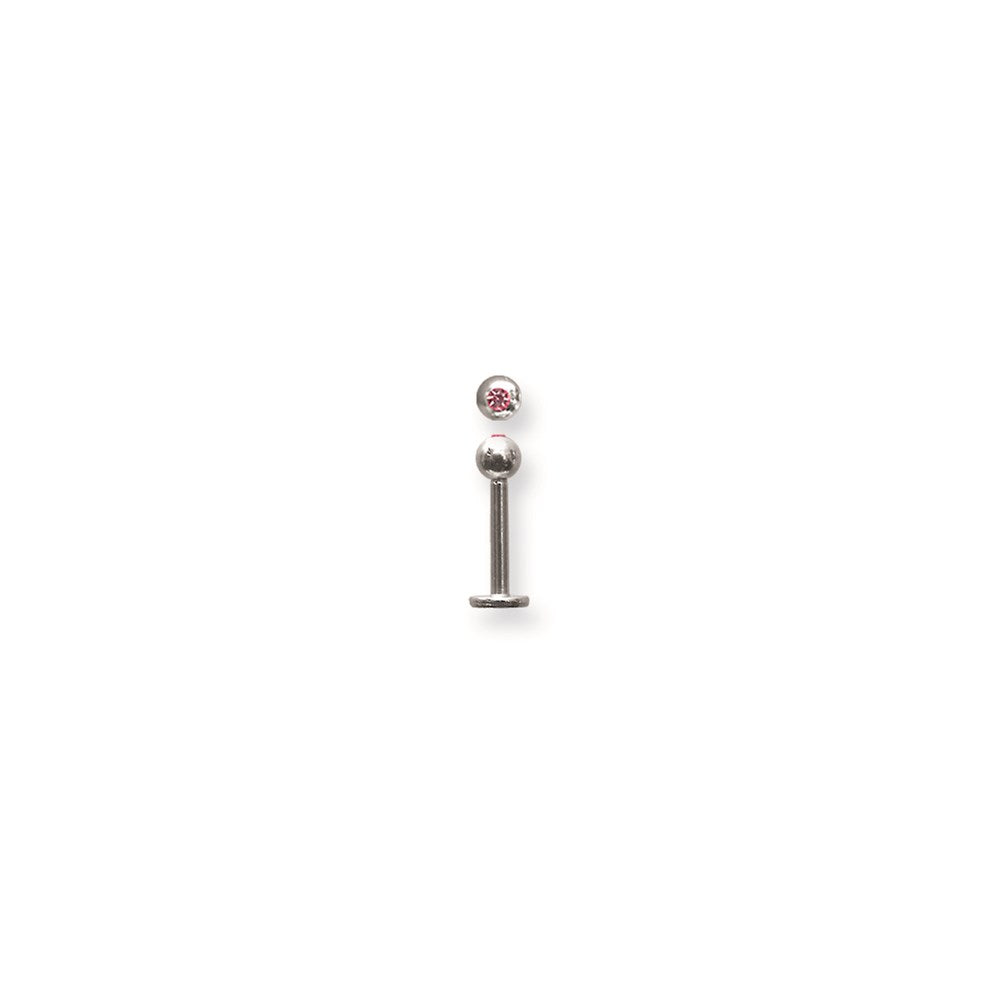 SGSS Labret w Gem Balls 14G (1.6mm) 3/8 (10mm) Long w 4mm gem ball end