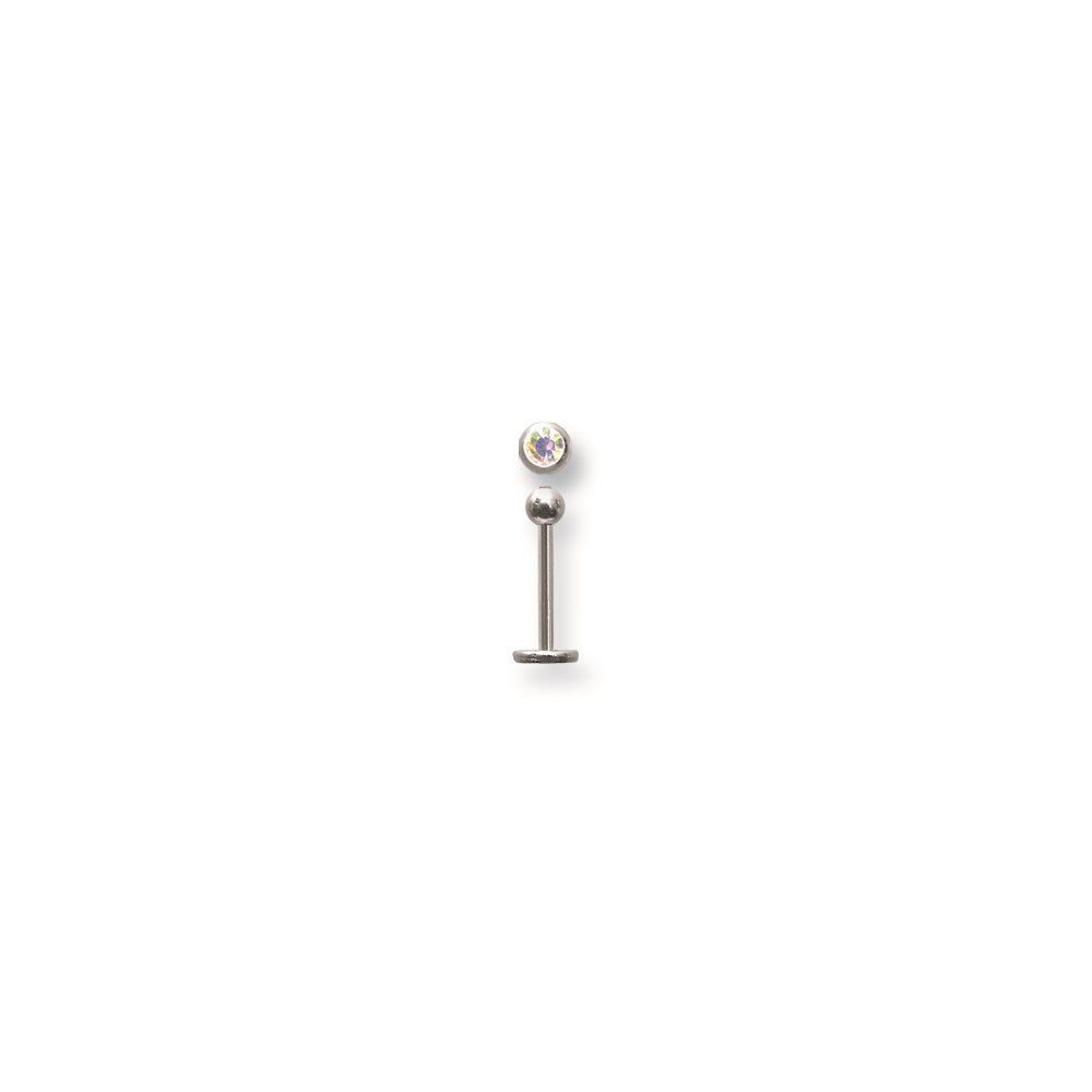 SGSS Labret w Gem Balls 16G (1.3mm) 3/8 (10mm) Long w 3mm gem ball end