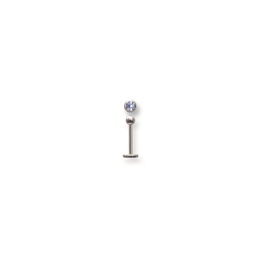 SGSS Labret w Gem Balls 16G (1.3mm) 3/8 (10mm) Long w 3mm gem ball end