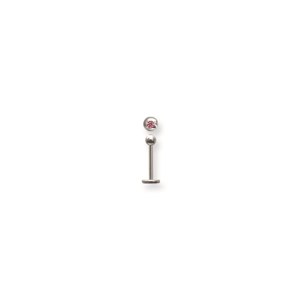 SGSS Labret w Gem Balls 16G (1.3mm) 3/8 (10mm) Long w 3mm gem ball end