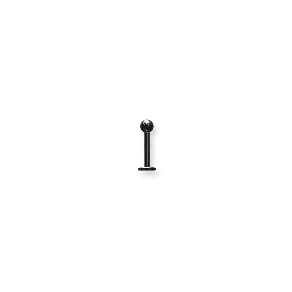 Solid Titanium Labret 14G (1.6mm) 3/8 (10mm) Long w 4mm Ball Black