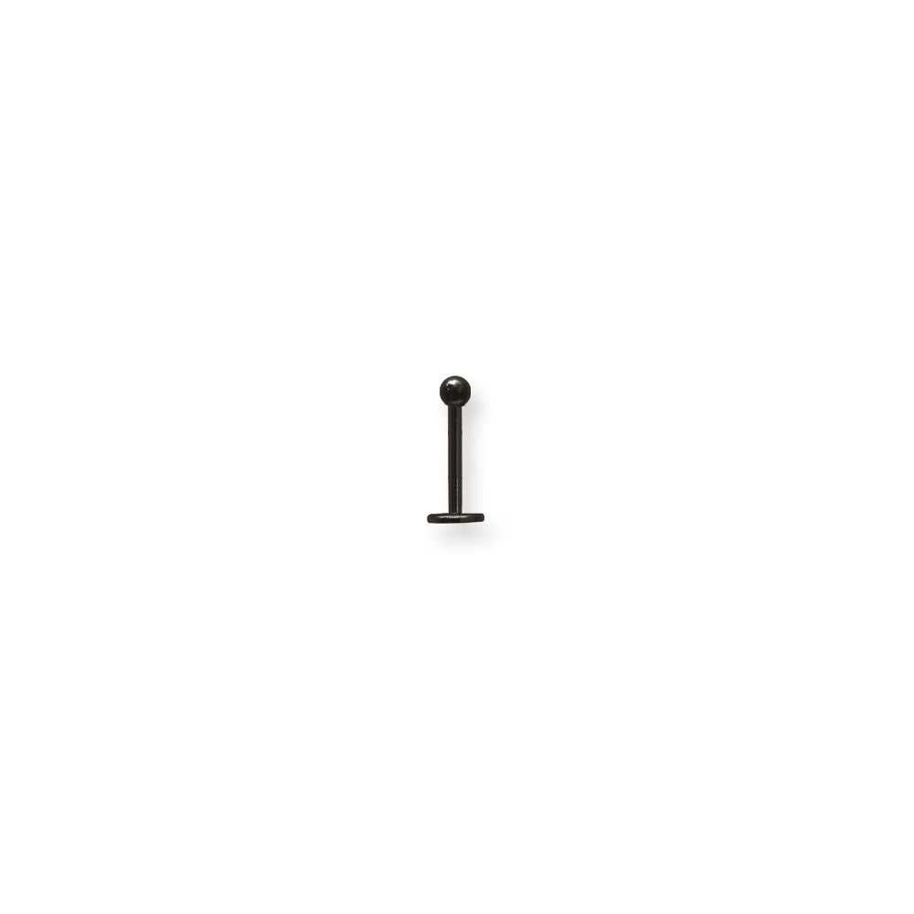 Solid Titanium Labret 16G (1.3mm) 3/8 (10mm) Long w 3mm Ball Black