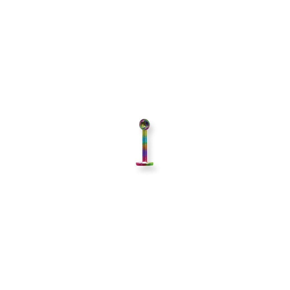 Solid Titanium Labret 16G (1.3mm) 3/8 (10mm) Long w 3mm Ball Rainbow