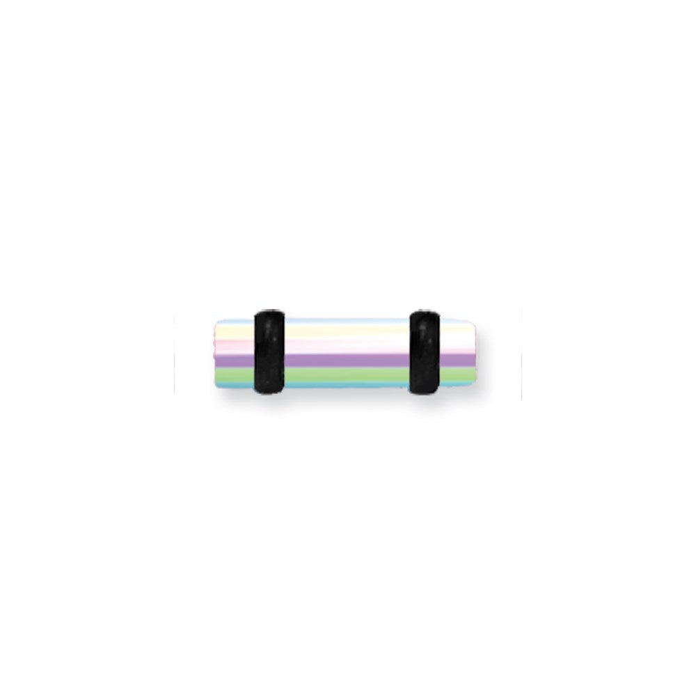 Acrylic UV Sensitive Layered Plug w 2 Black O-rings 8G (3.2mm) 1/2 (13m