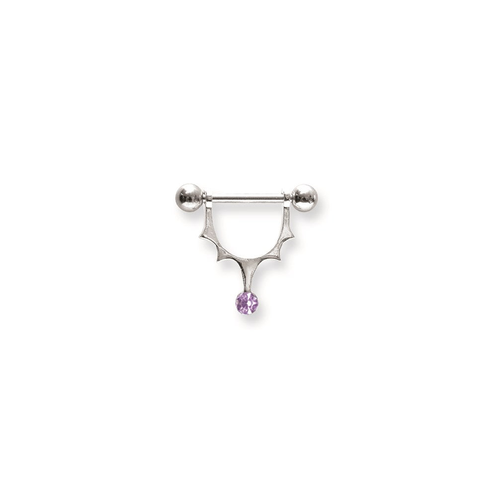 Surgical Stainless Stl BB w Gem Nipple Shield