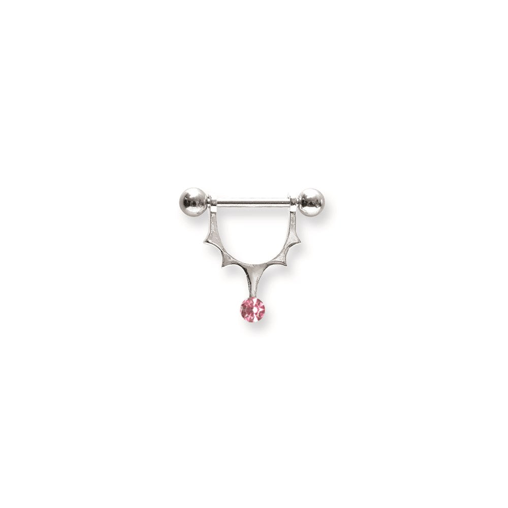 Surgical Stainless Stl BB w Gem Nipple Shield