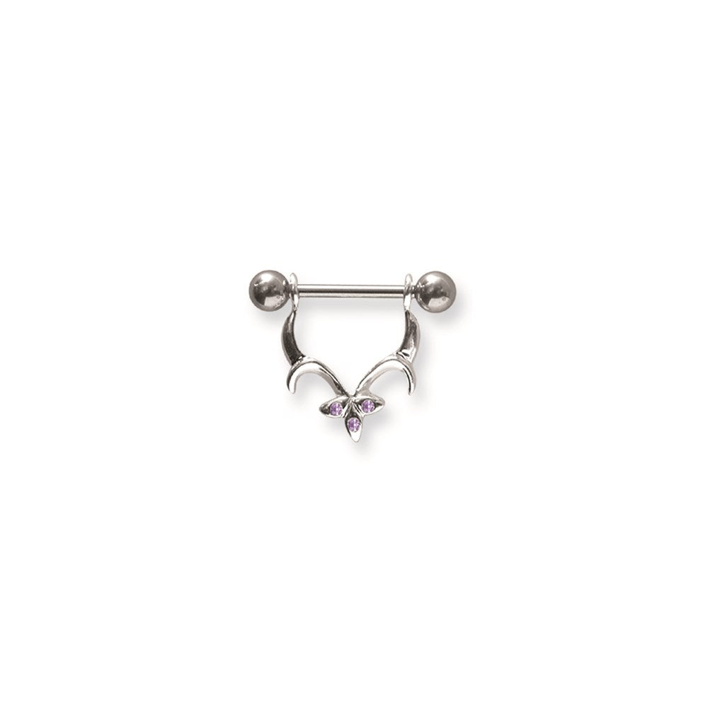 Surgical Stainless Stl BB w Gem Nipple Shield