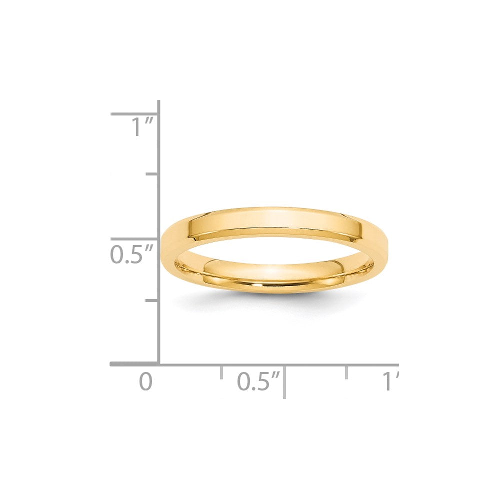 14k Yellow Gold 3mm Beveled Edge Comfort Fit Wedding Band Size 11