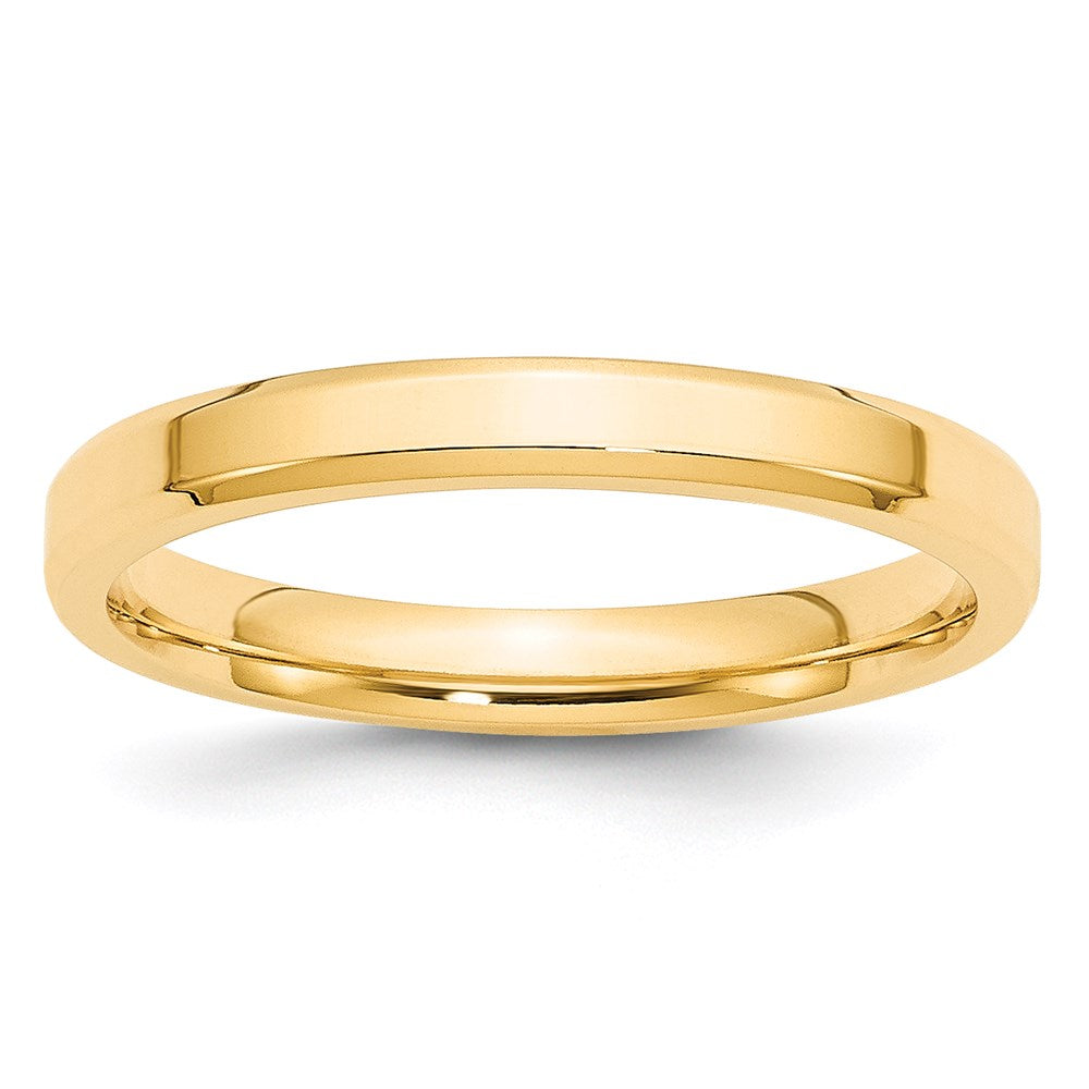 14k Yellow Gold 3mm Beveled Edge Comfort Fit Wedding Band Size 5