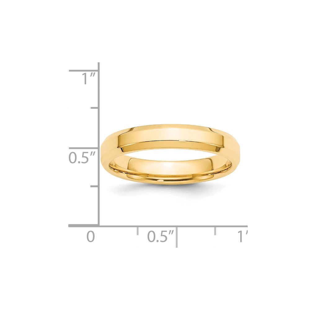 14k Yellow Gold 4mm Beveled Edge Comfort Fit Wedding Band Size 12.5