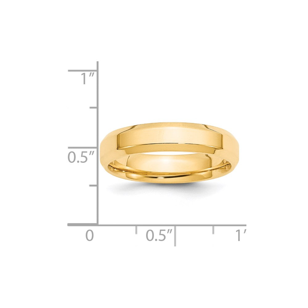 14k Yellow Gold 5mm Beveled Edge Comfort Fit Wedding Band Size 10.5