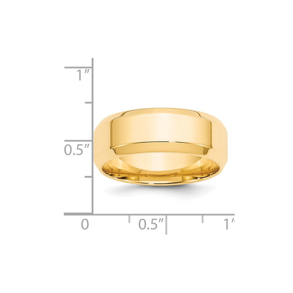 14k Yellow Gold 8mm Beveled Edge Comfort Fit Wedding Band Size 10.5