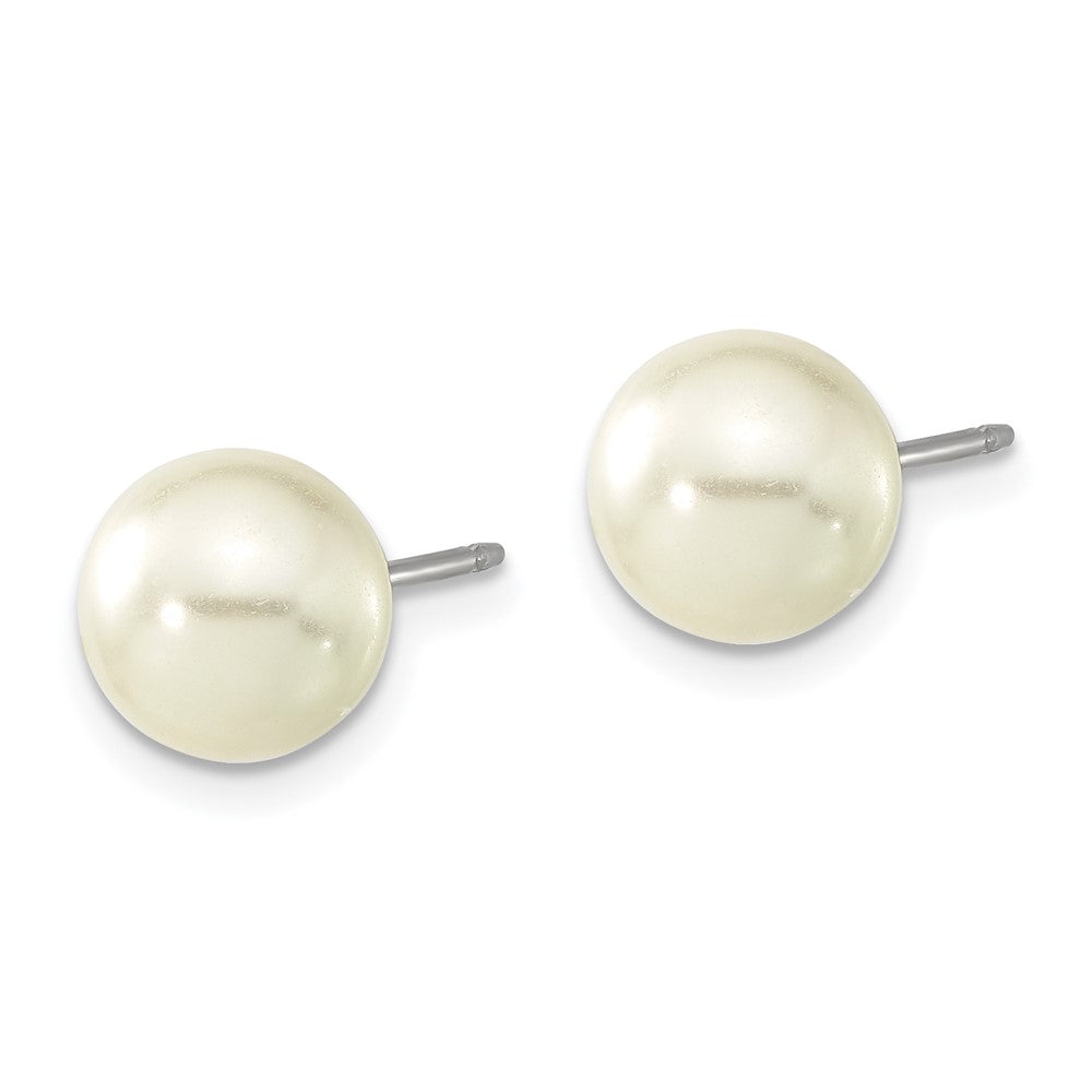 1928 Jewelry Gold-tone 8mm Ivory Imitation Pearl Post Stud Earrings