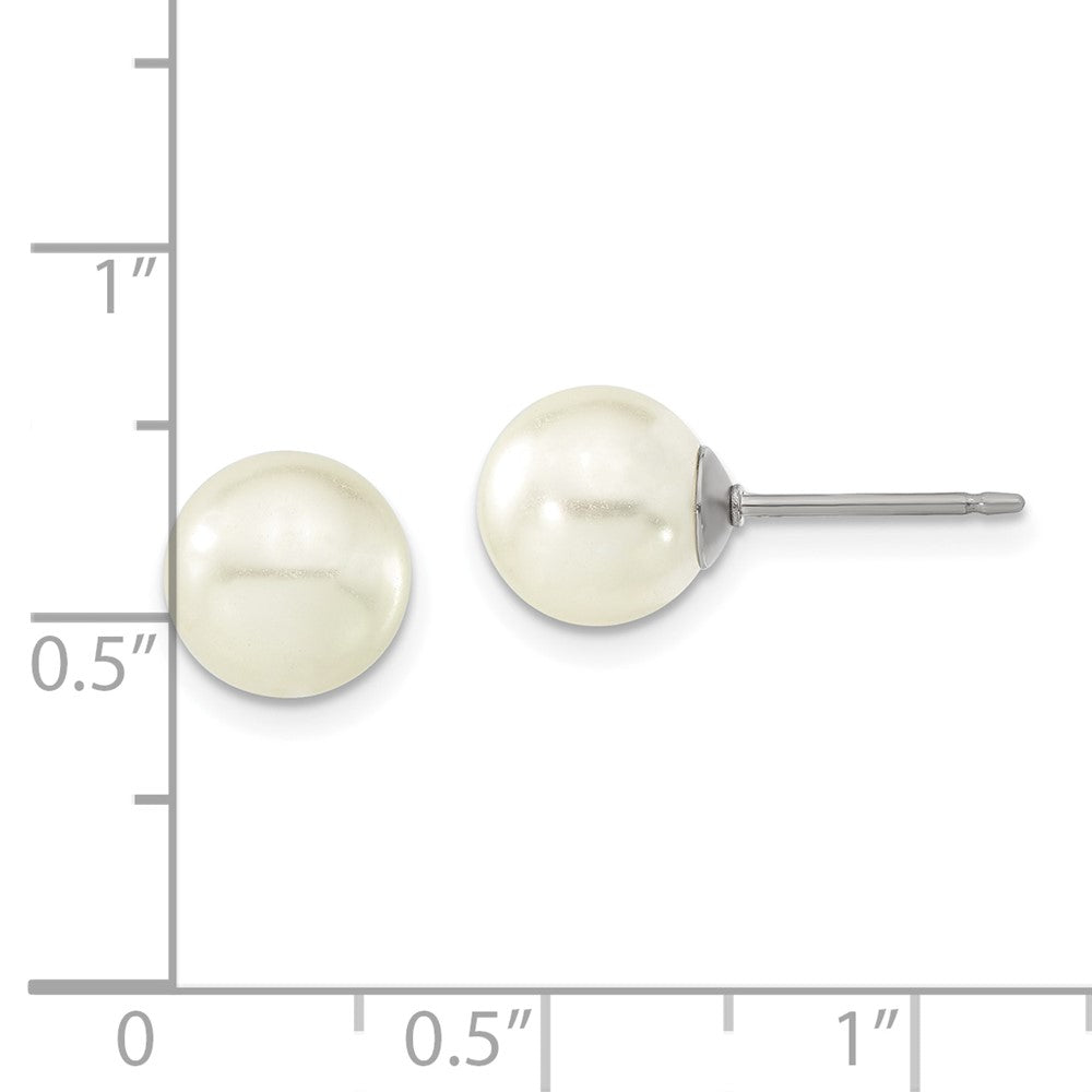 1928 Jewelry Gold-tone 8mm Ivory Imitation Pearl Post Stud Earrings