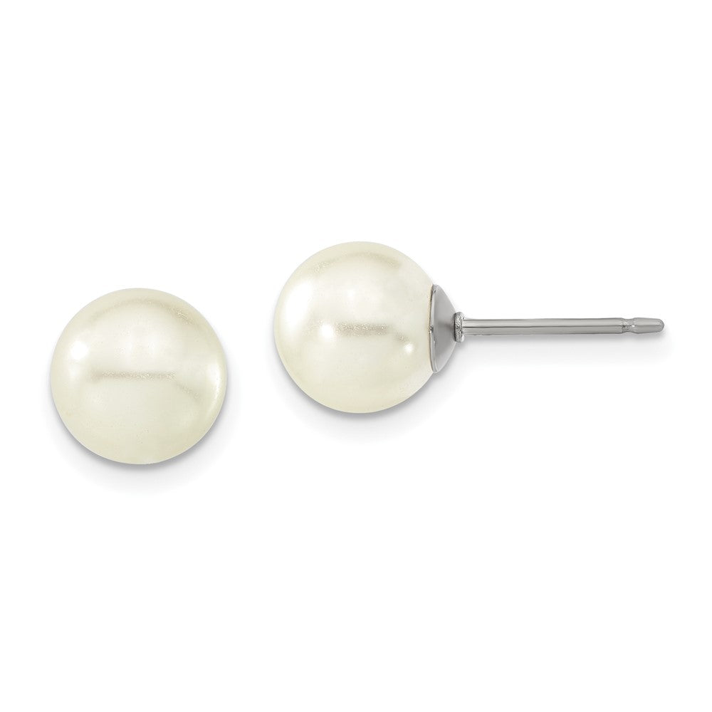 1928 Jewelry Gold-tone 8mm Ivory Imitation Pearl Post Stud Earrings