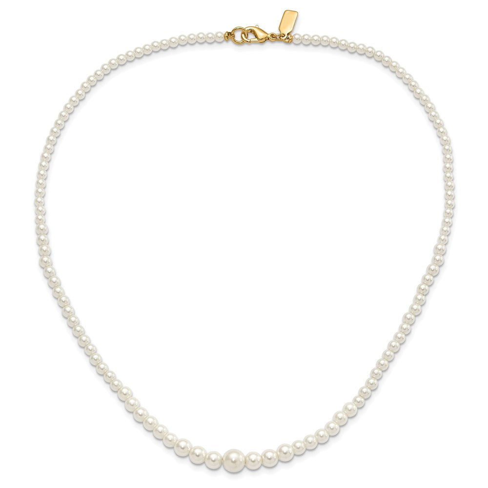 1928 Jewelry Gold-tone Clasp 2mm to 8mm Ivory Imitation Pearl Graduated Strand 18 inch Necklace