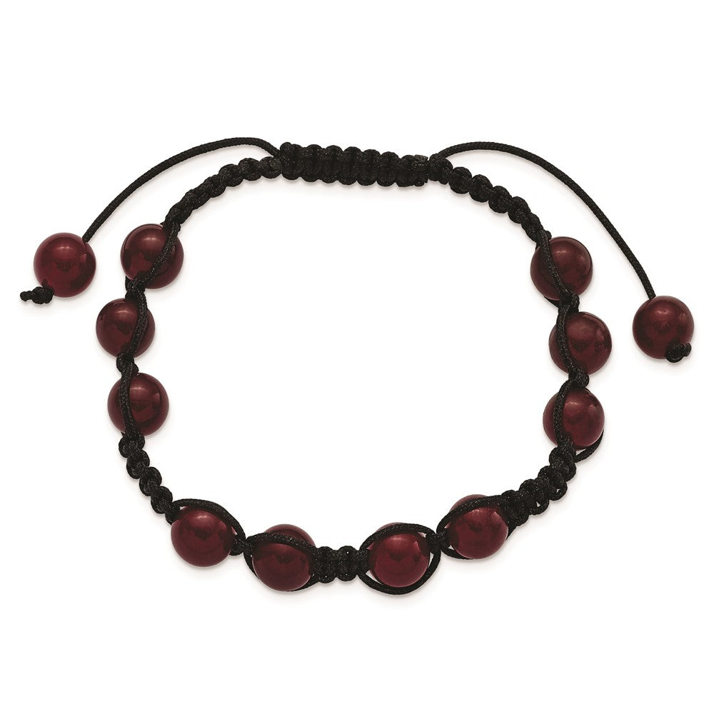 8mm Red Aventurine Beads and Black Cord Bracelet