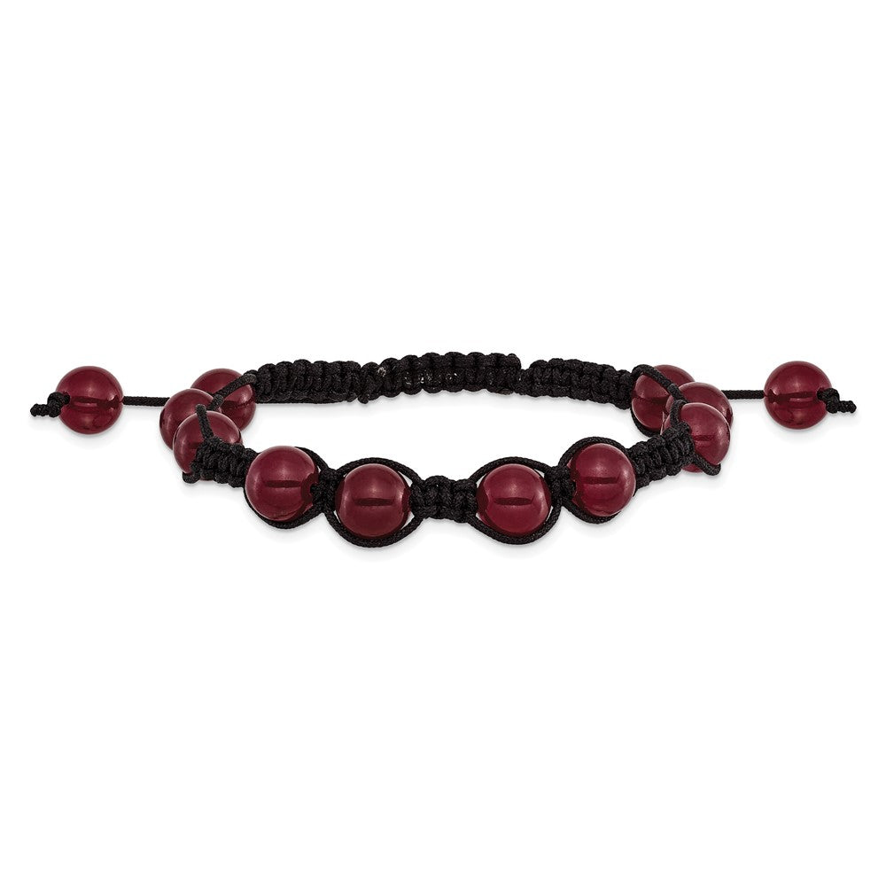 8mm Red Aventurine Beads and Black Cord Bracelet