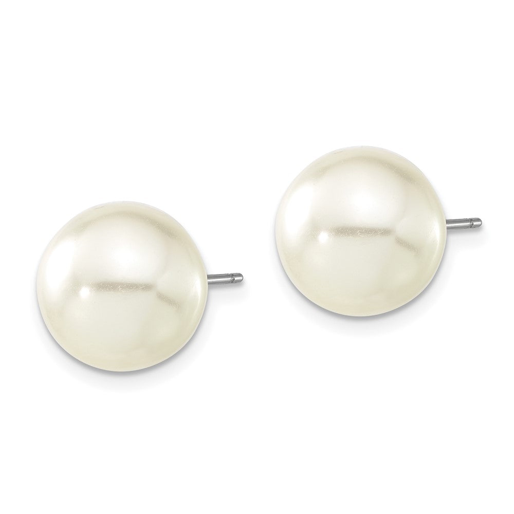 1928 Jewelry Gold-tone 12mm Ivory Imitation Pearl Post Stud Earrings