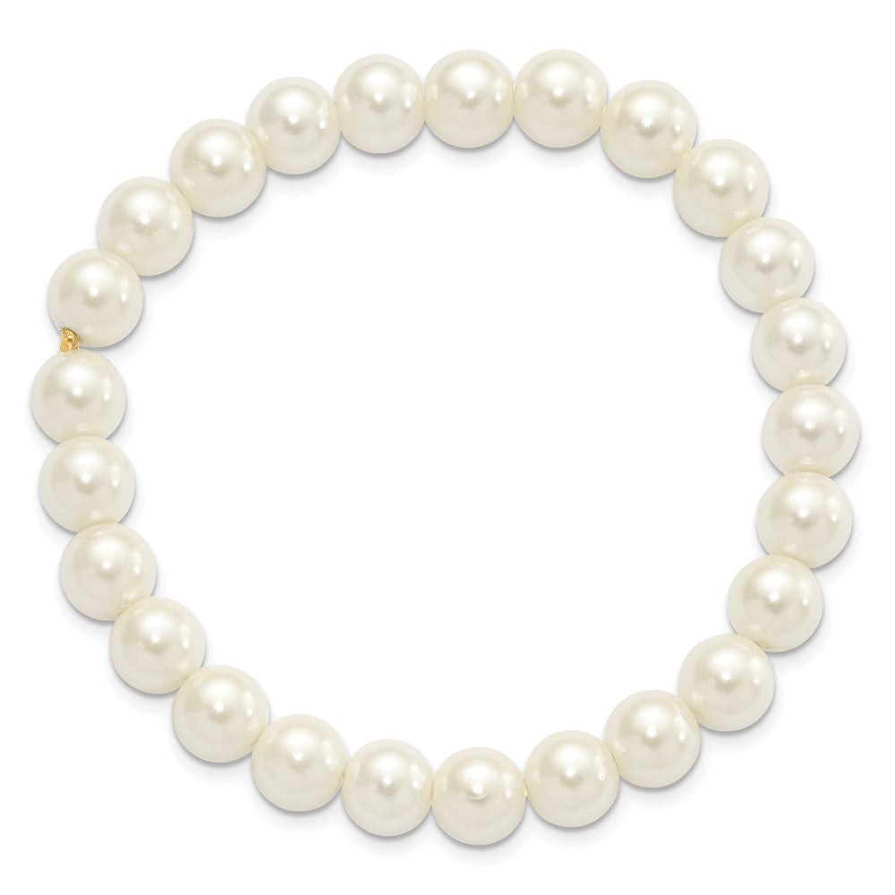 1928 Jewelry 8mm Ivory Imitation Pearl Stretch Bracelet