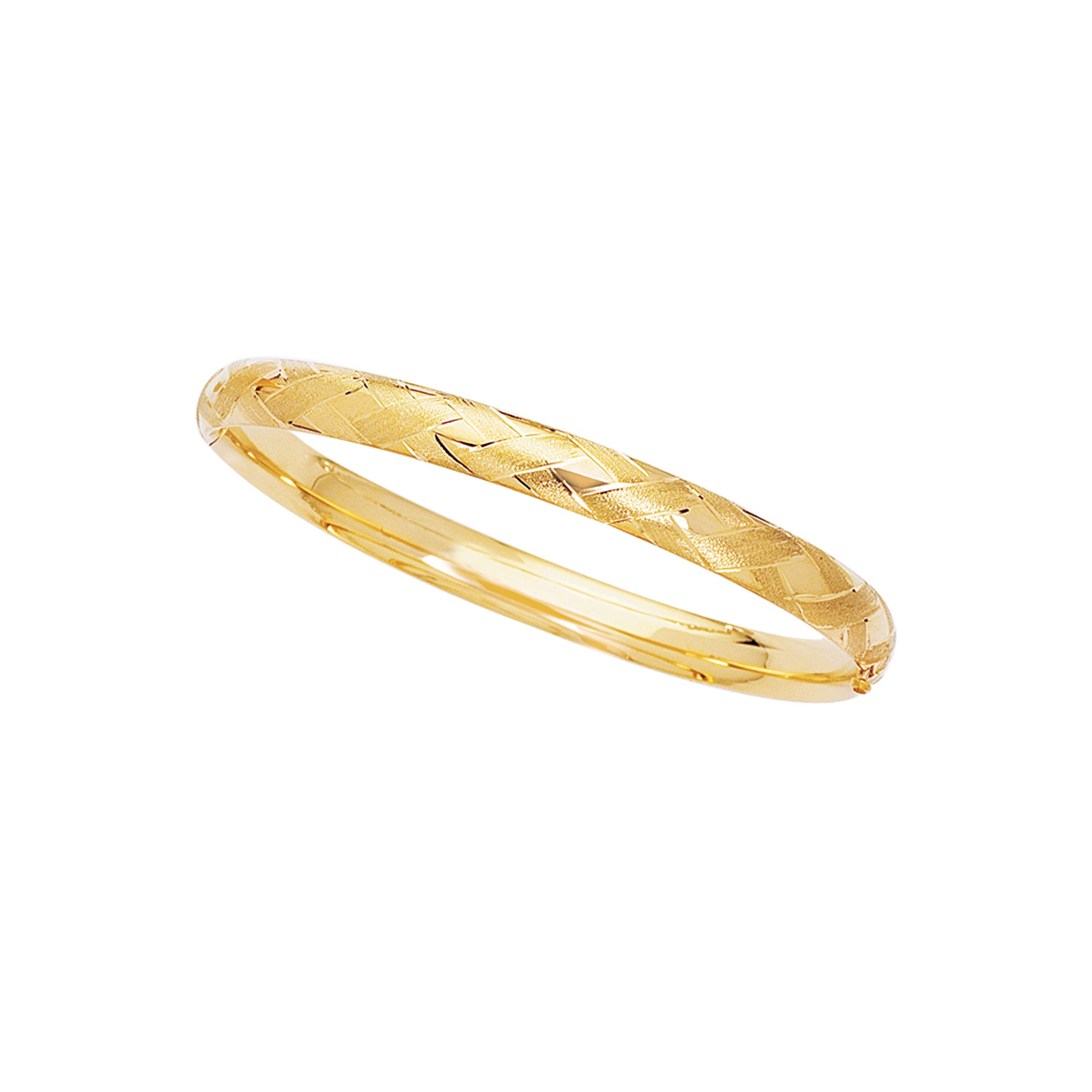 14K Yellow Gold 8" X Pattern  Bangle