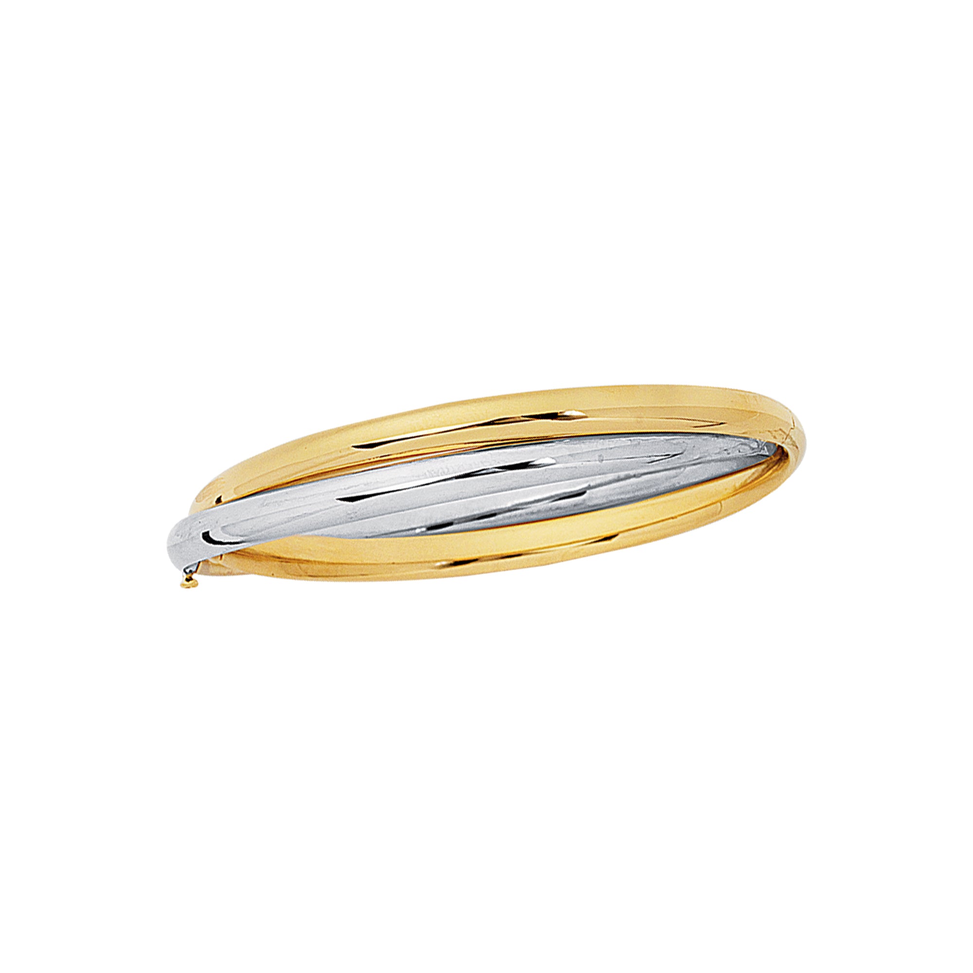 14K Yellow & White Gold 7" Interlocked Bangle