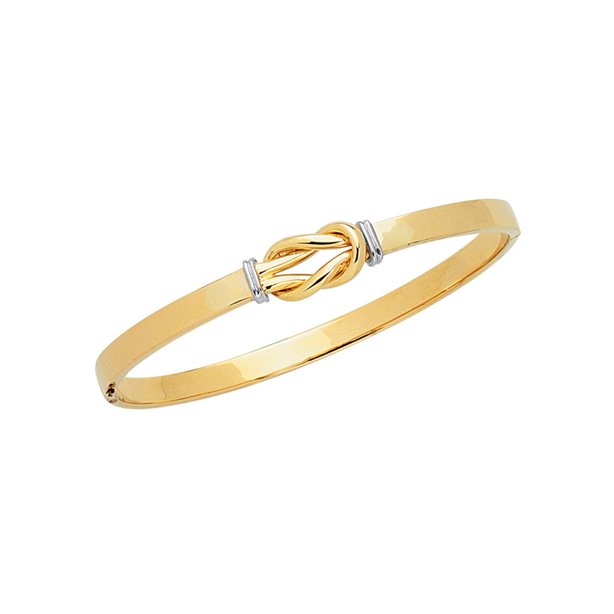 14K Yellow & White Gold 7" Knot Bangle