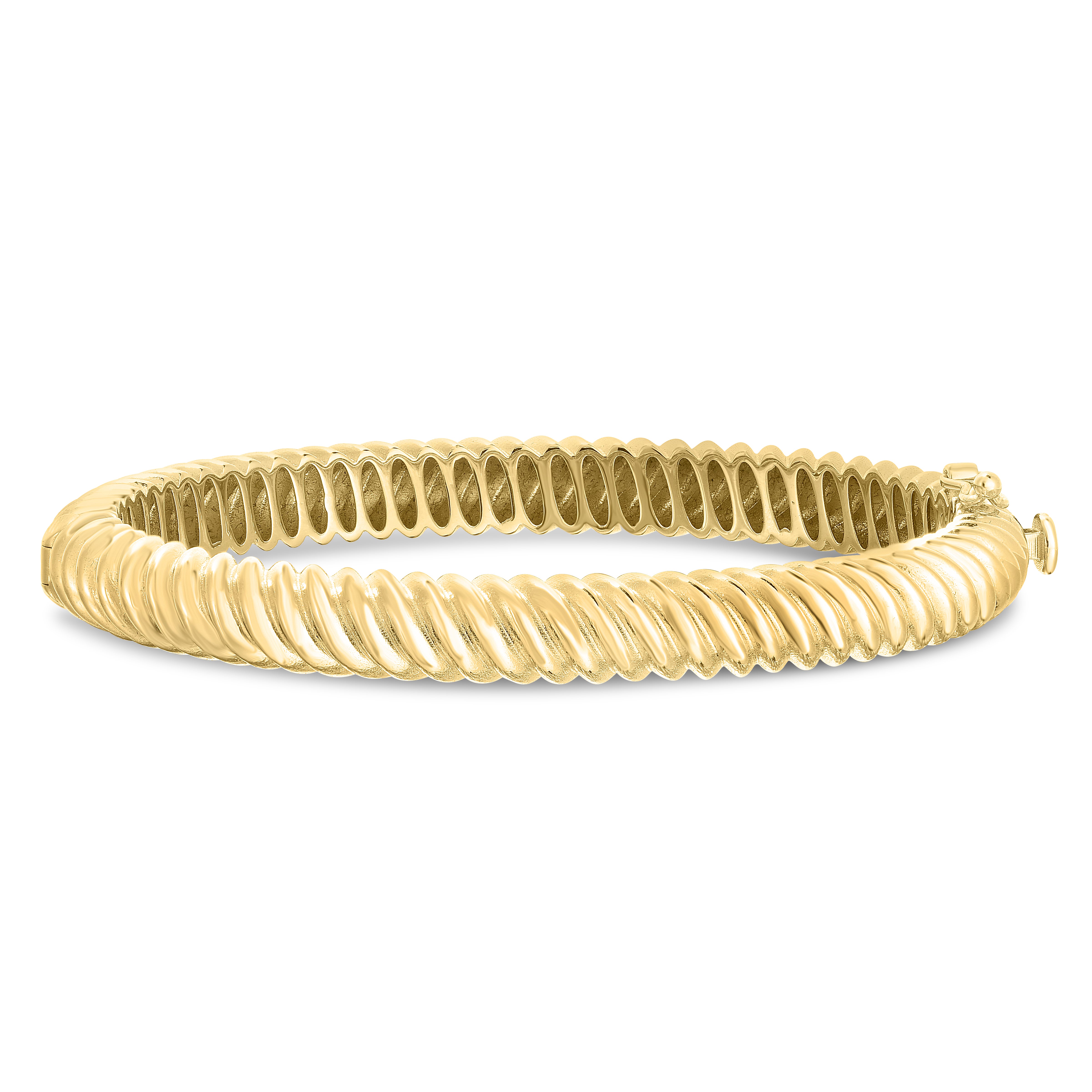 14K Yellow Gold Polished Twisted Cable 7" Bangle with Box Clasp