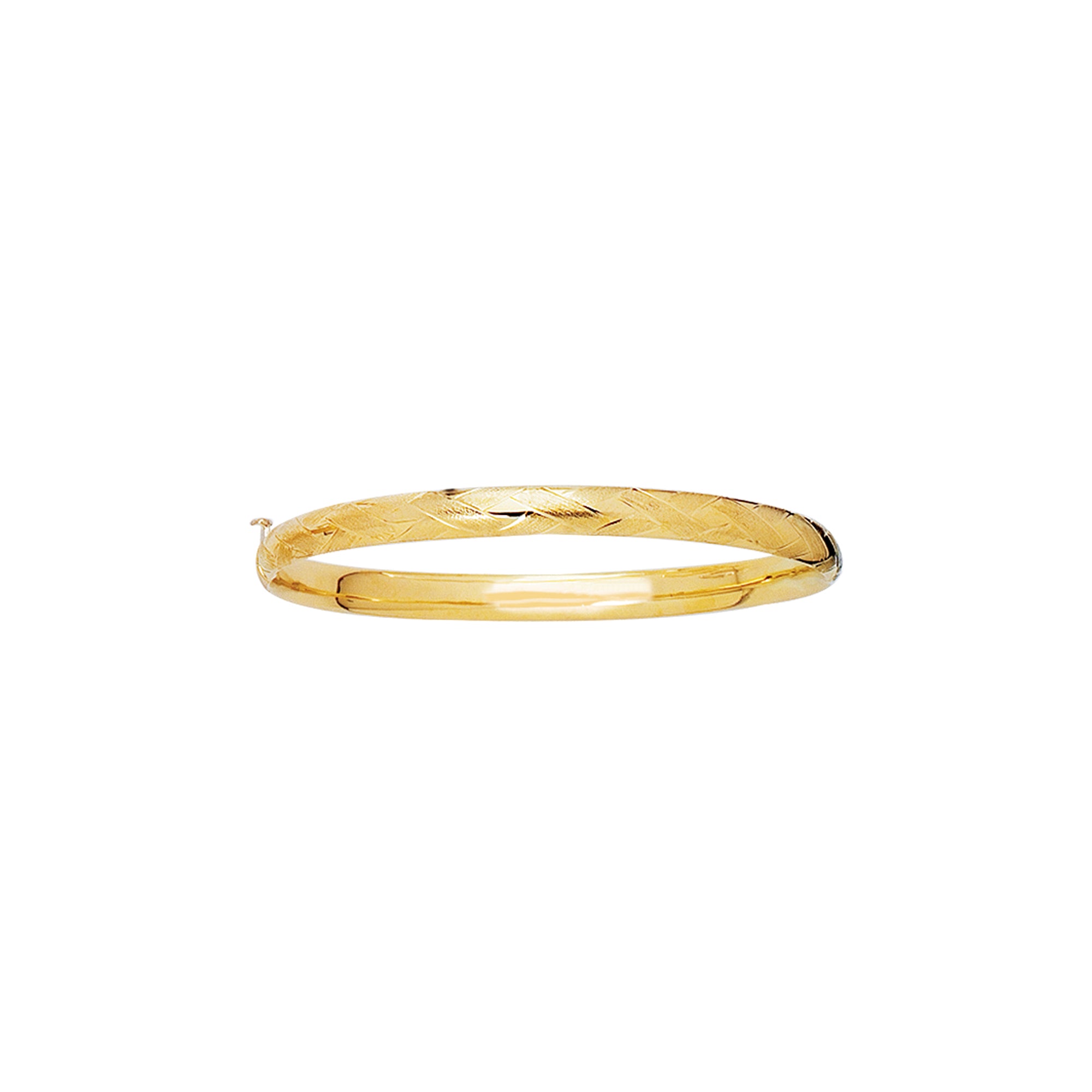 14K Yellow Gold 5.5"  X Pattern Children's Bangle