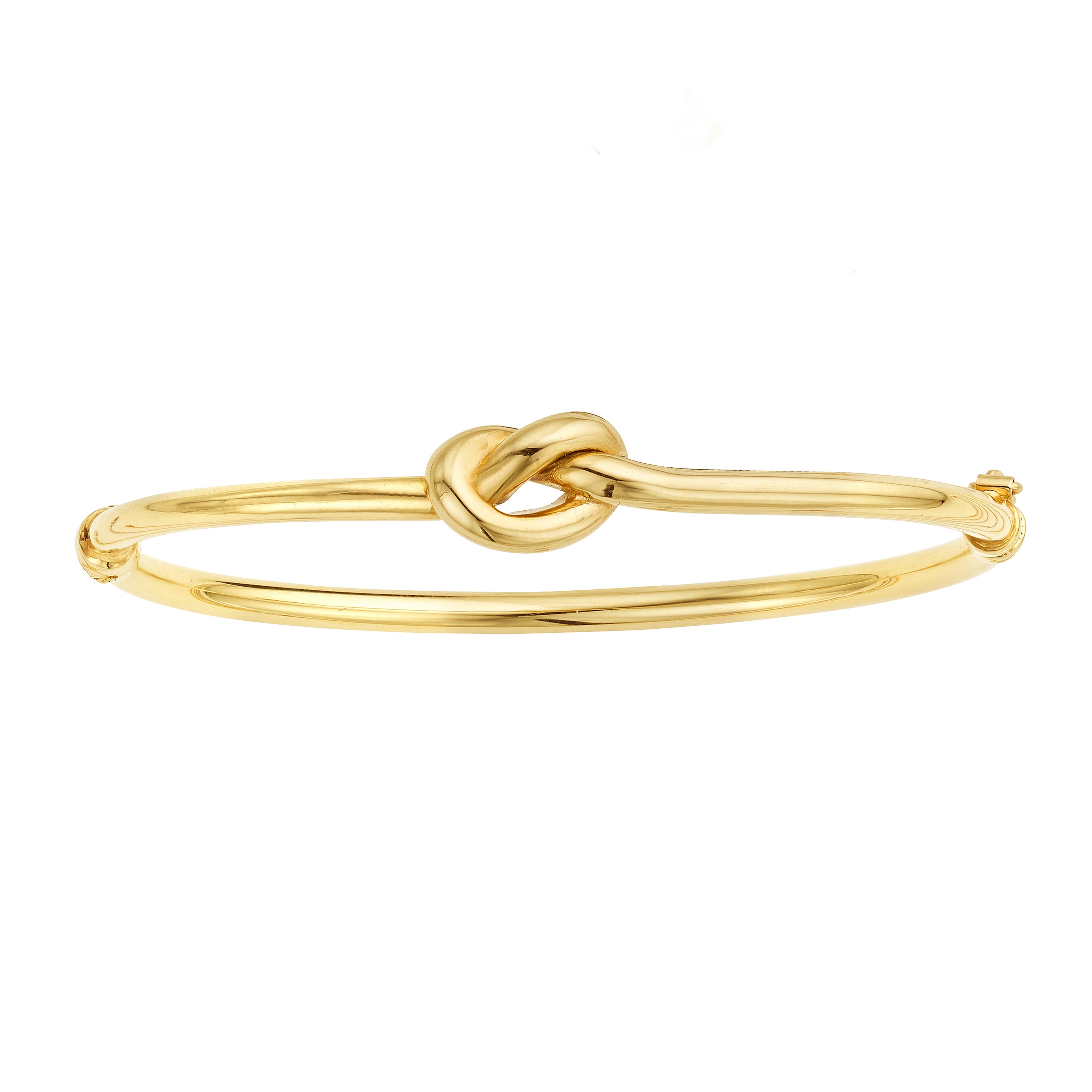 14K Yellow Gold 7" Polished Puffed Love Knot Bangle