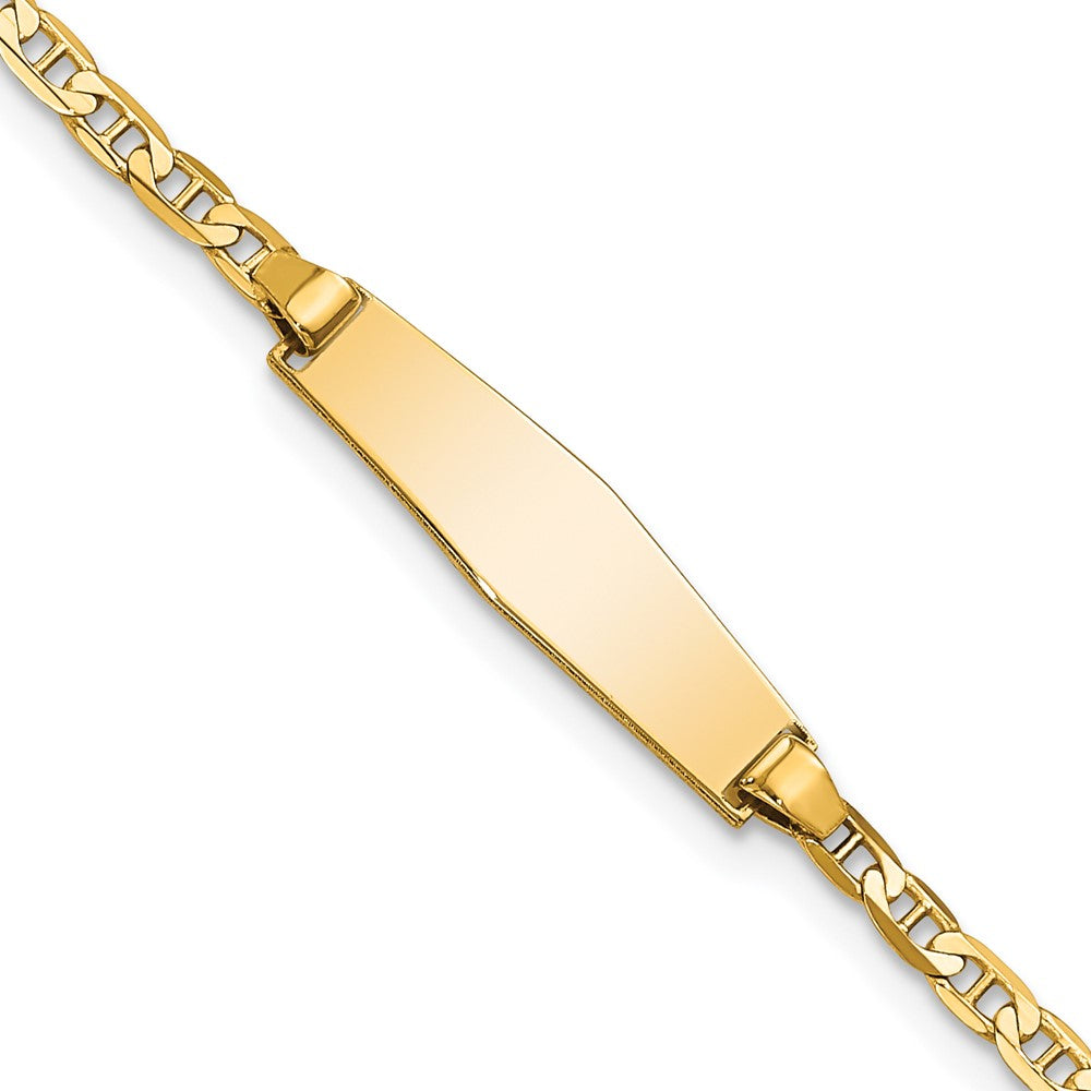 14k Soft Diamond Shape Flat Anchor Link ID Bracelet