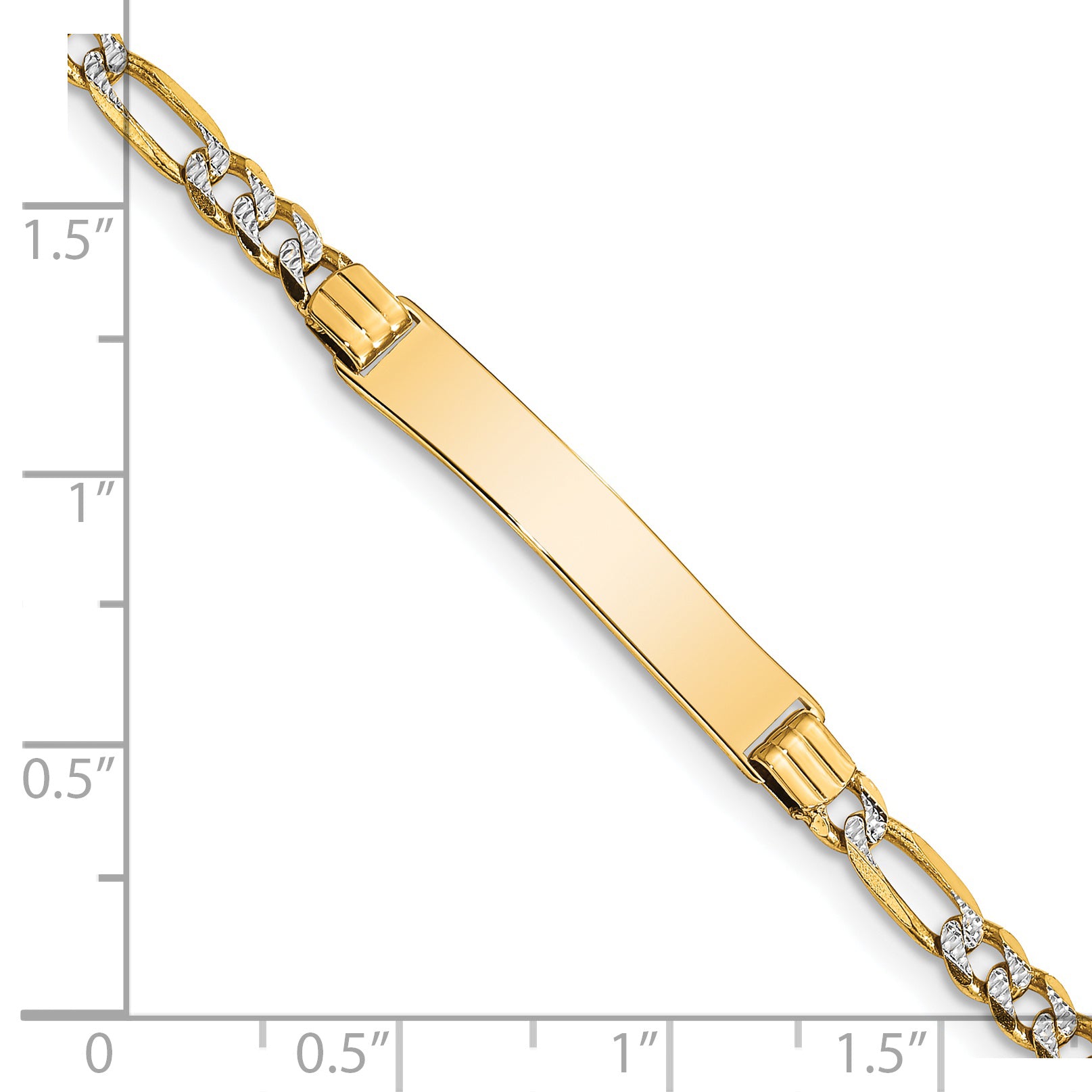 14k w/Rhodium Children's PavC Figaro Link ID Bracelet