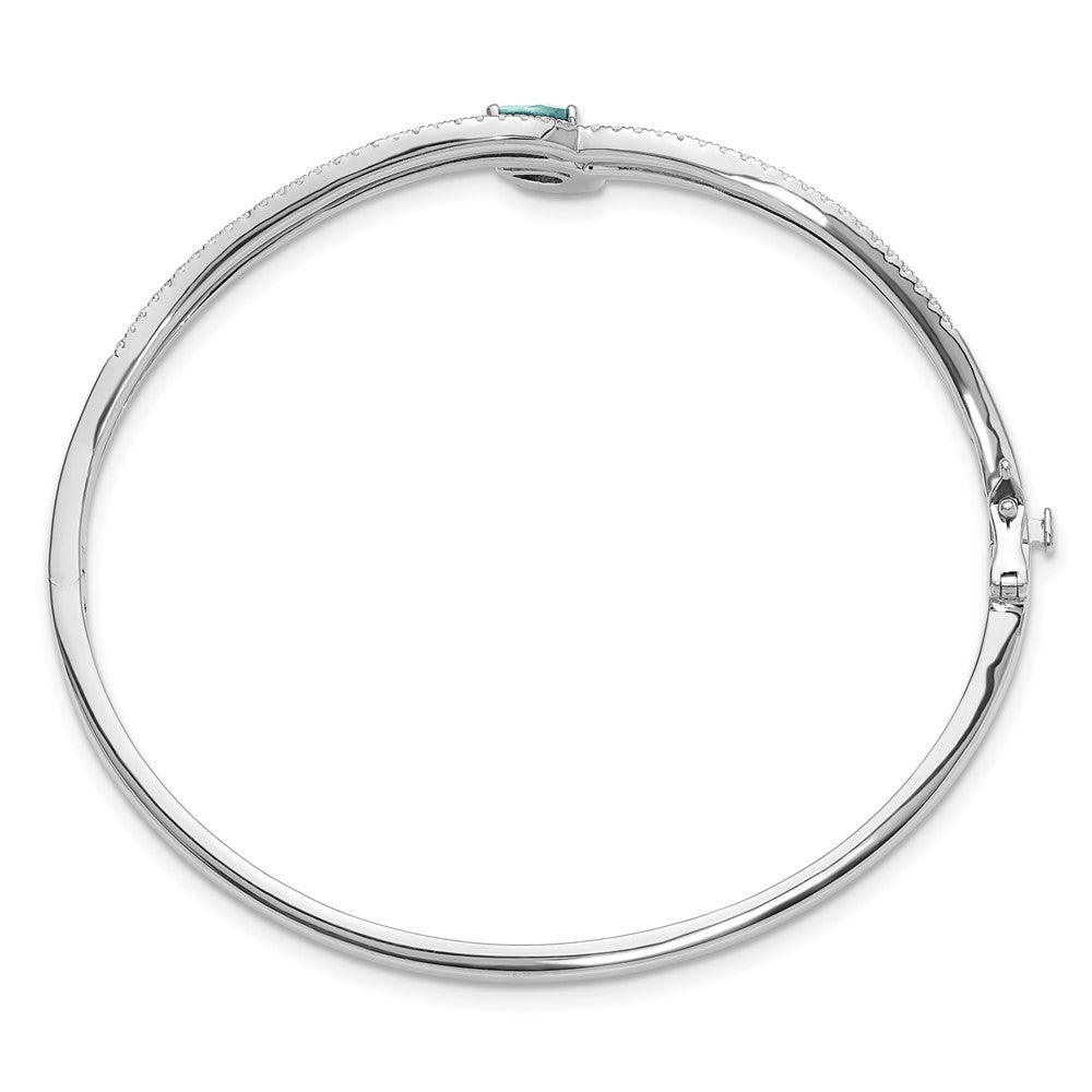 14K White Gold Lab Grown VS/SI FGH Dia & Pear Paraiba Bangle Bracelet