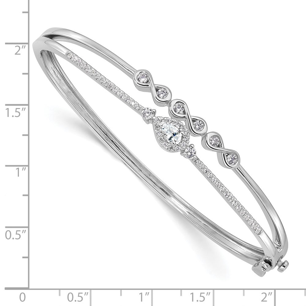 14K White Gold Lab Grown VS/SI FGH Dia Infinity and Pear Bangle Bracelet