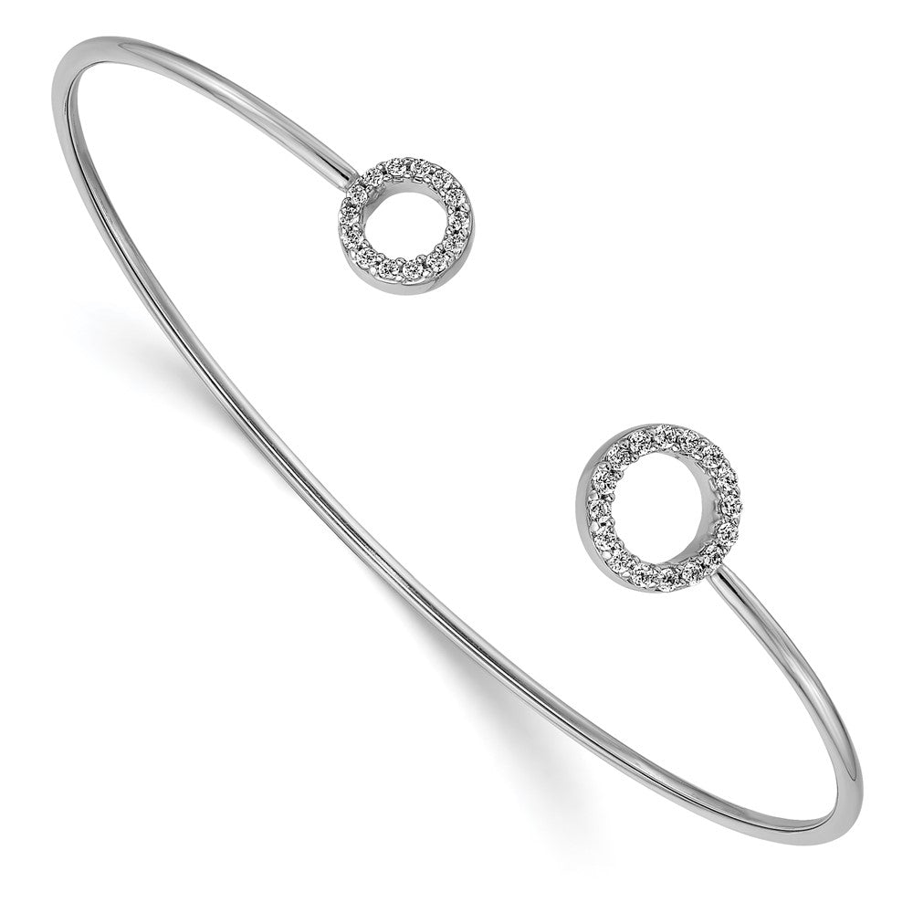 14K White Gold Lab Grown VS/SI FGH Dia Circles Flexible Cuff Bangle