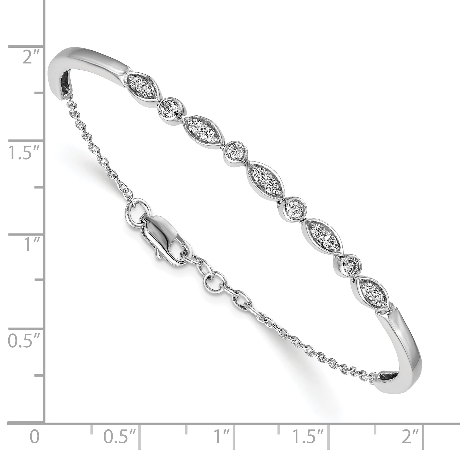 14k White Gold Lab Grown Diamond VS/SI FGH Bangle Bracelet