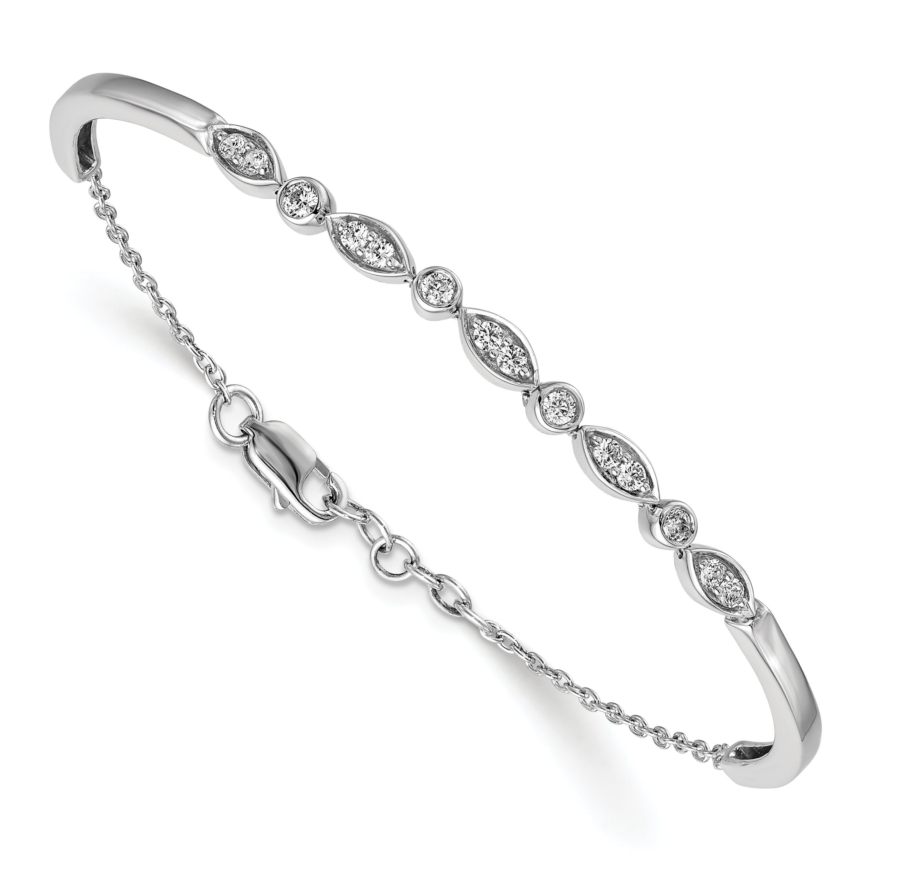 14k White Gold Lab Grown Diamond VS/SI FGH Bangle Bracelet