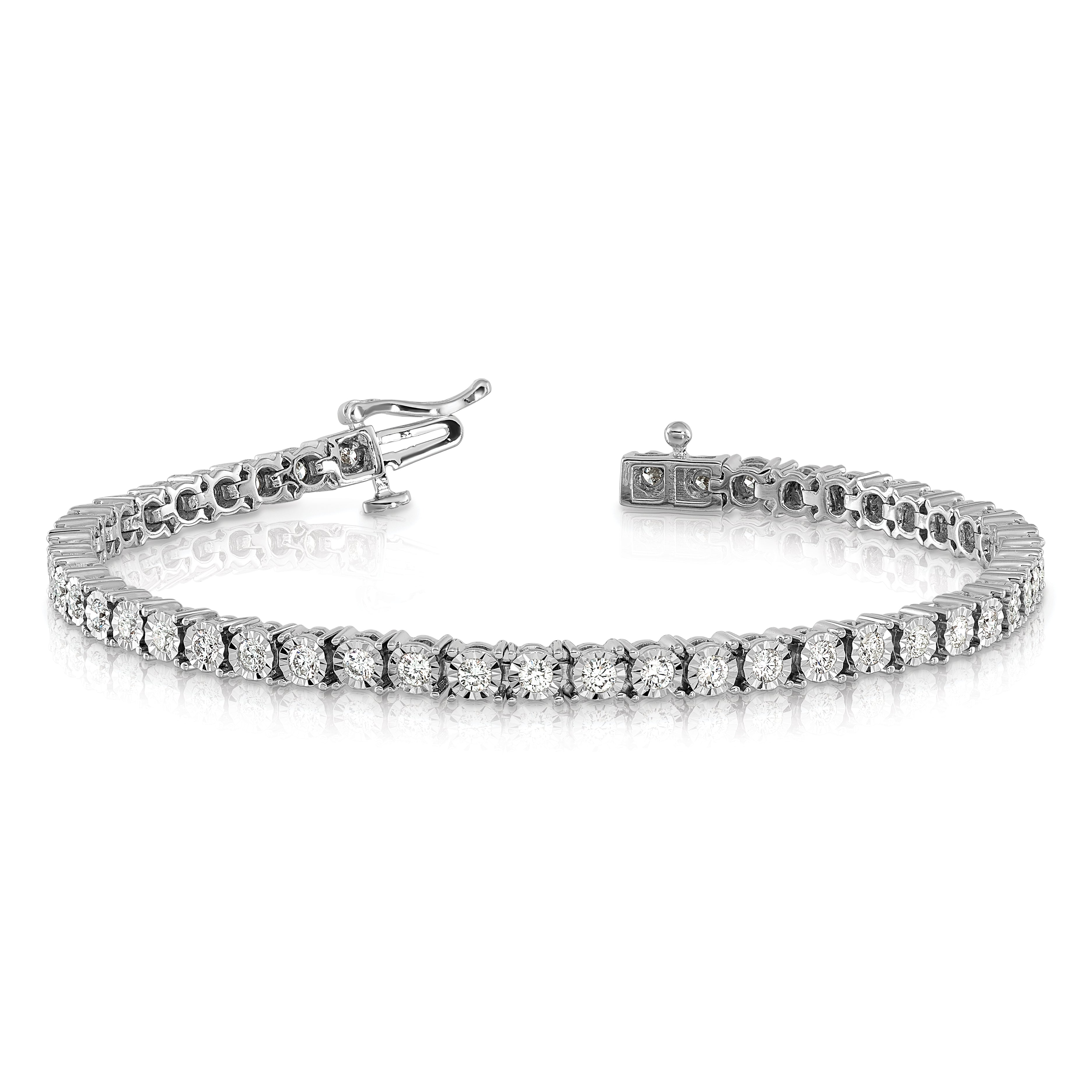 14K White Gold Lab Grown VS/SI FGH Dia Illusion Setting Bracelet