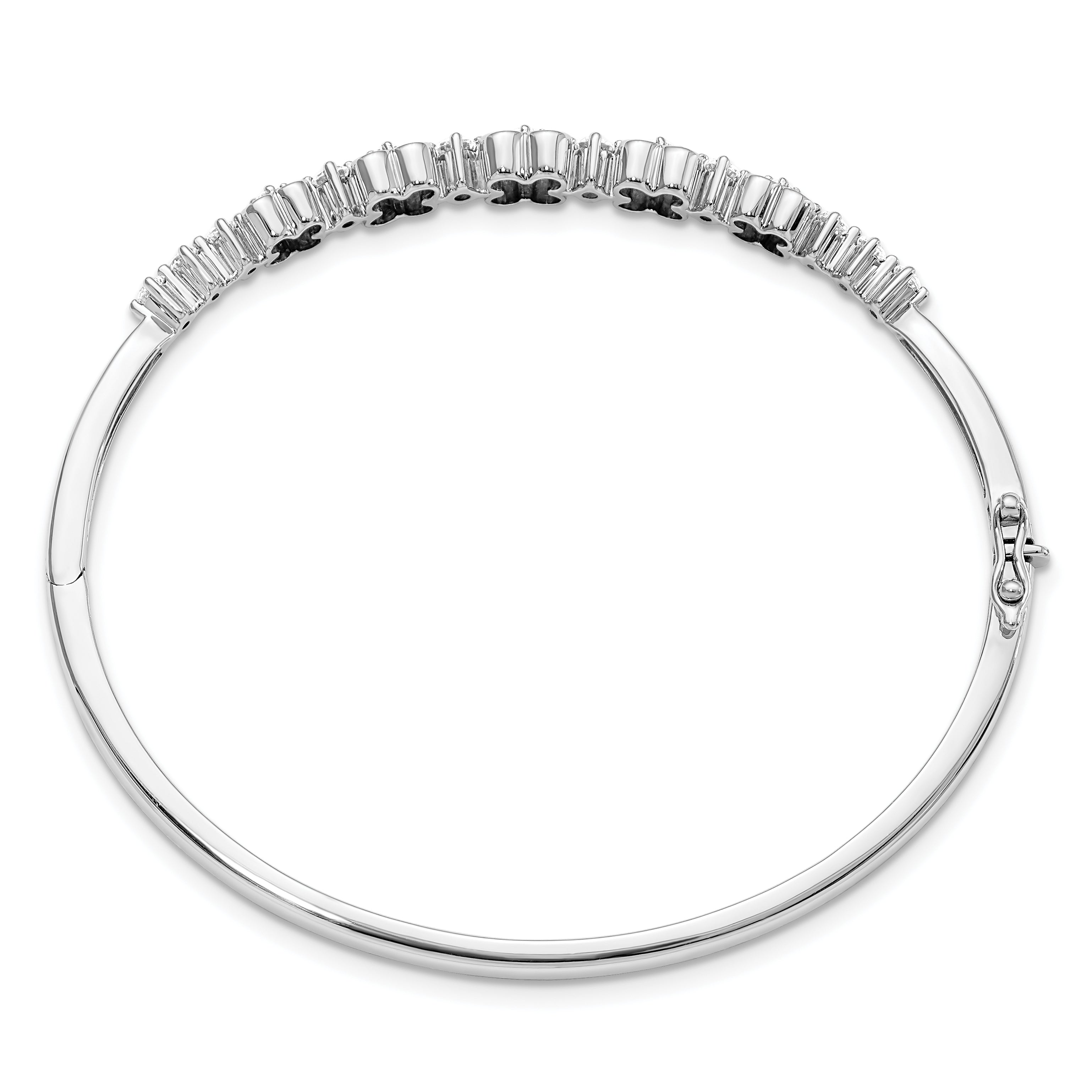 14K White Gold Lab Grown Diamond VS/SI FGH Cr.Emerald Bangle Bracele