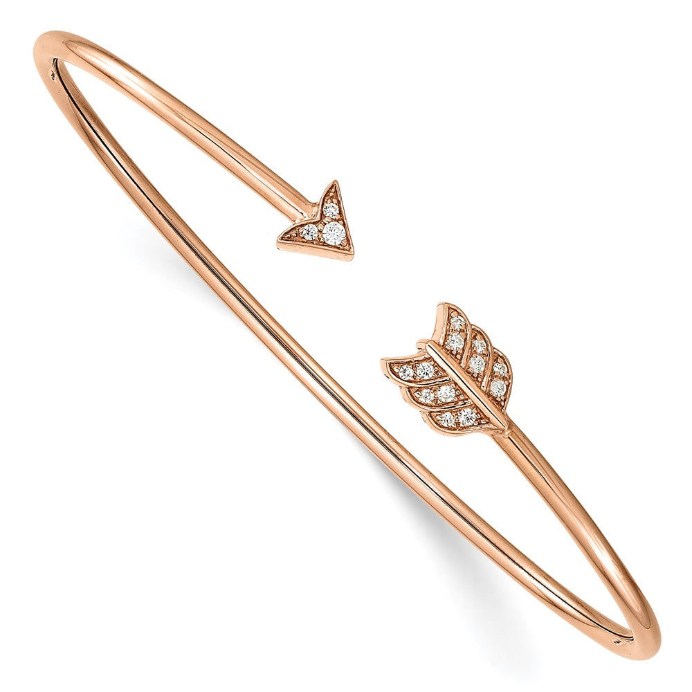 14K Rose Gold Lab Grown VS/SI FGH Dia Arrow Cuff Bangle