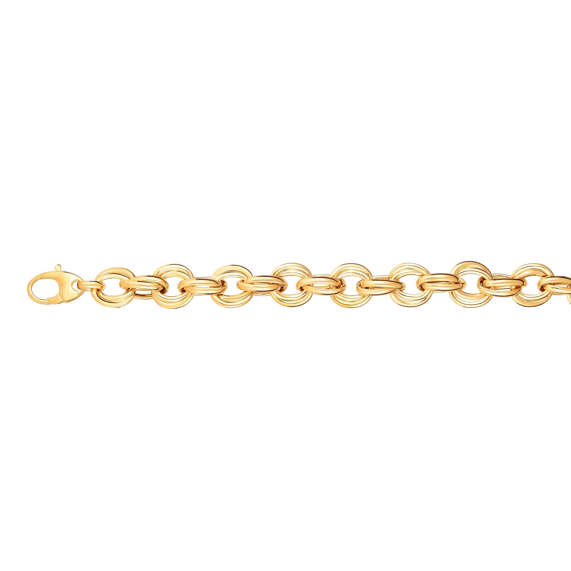 14K Yellow Gold 8" Polished Round Double Link Bracelet