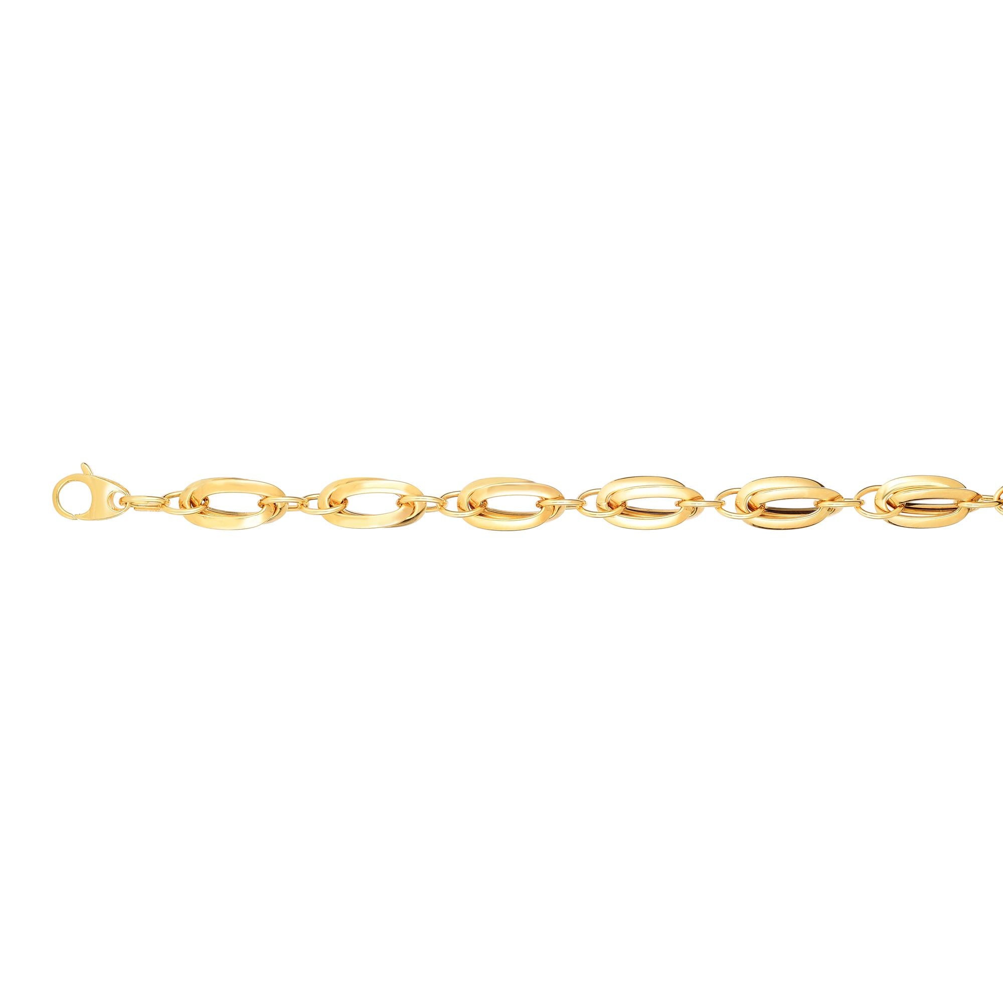 14K Yellow Gold 7.5" Polished Double Elongated Oval Link Bracelet