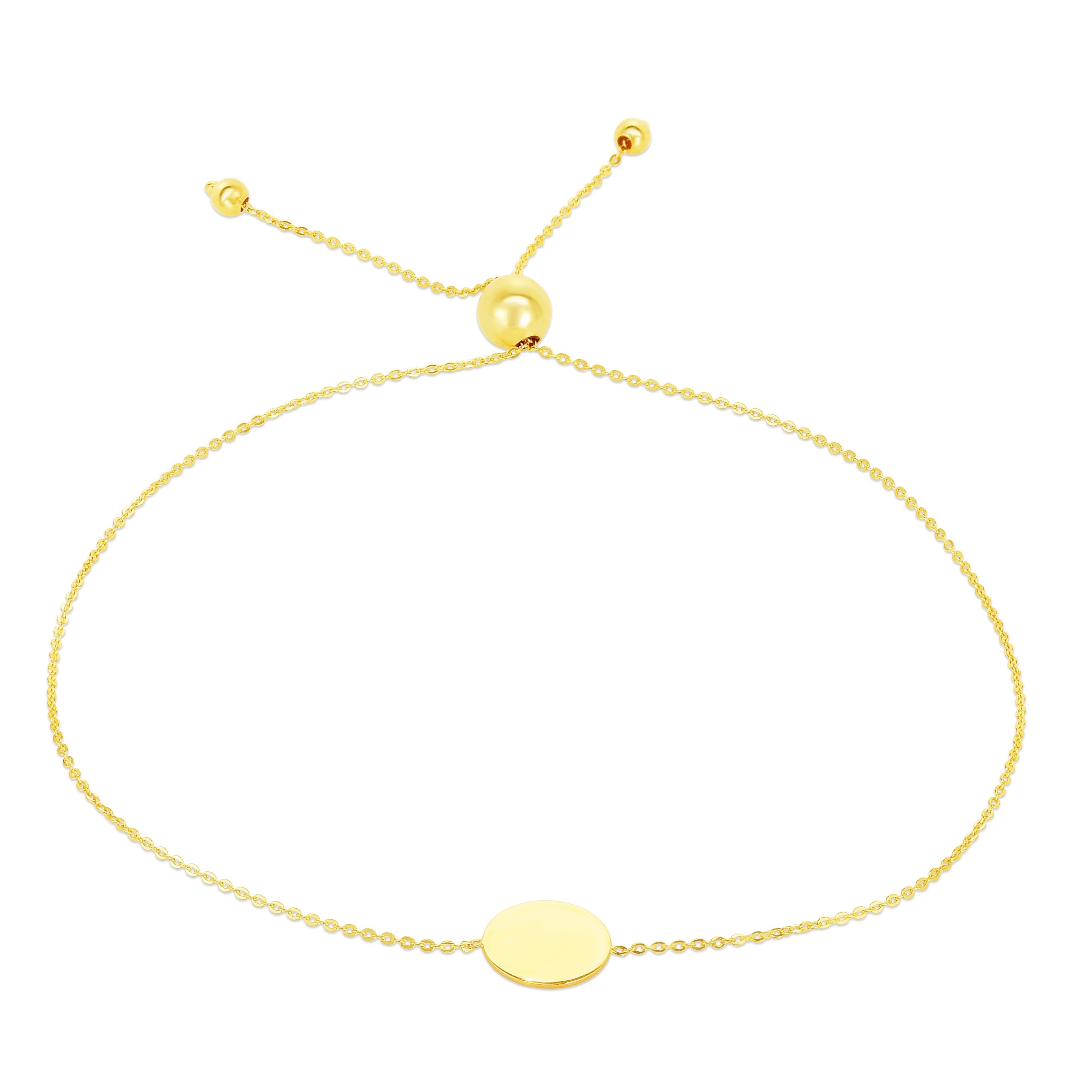 14K Yellow Gold 9.25" Polished Circle Friendship Bracelet  