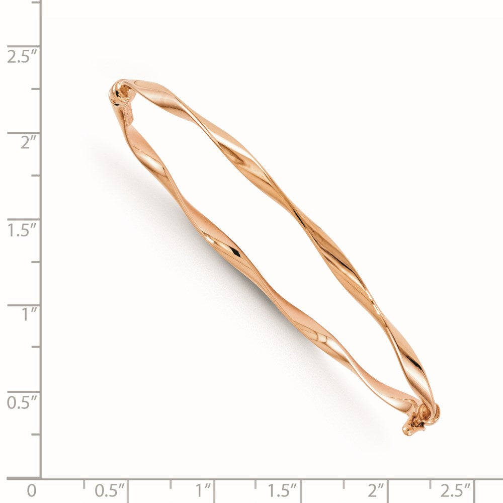 14K Rose Gold Polished Twisted Hinged Bangle