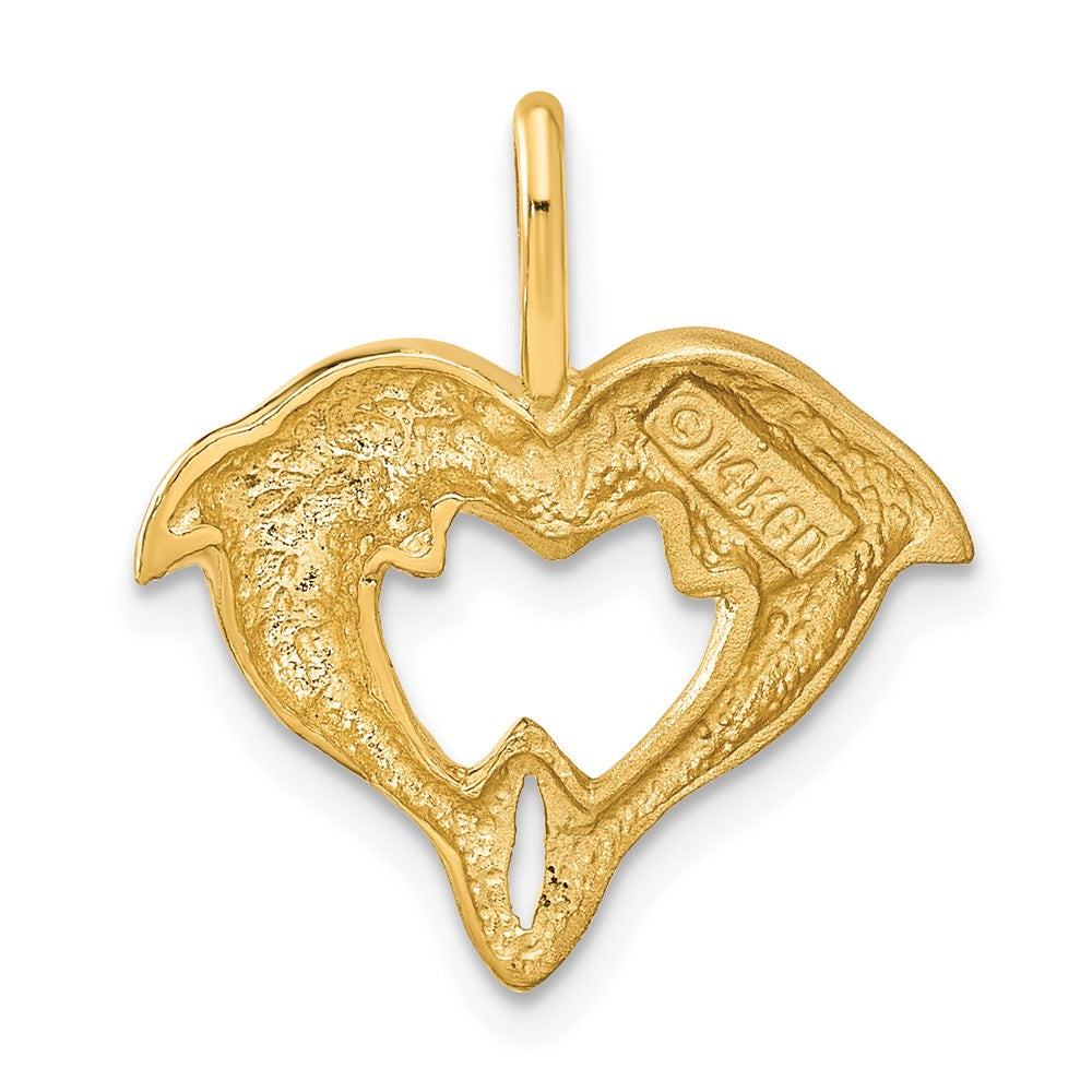 14k Dolphin Heart Pendant