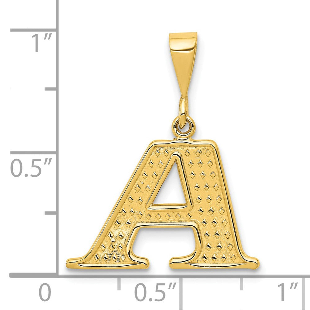 14k Textured Initial A Charm